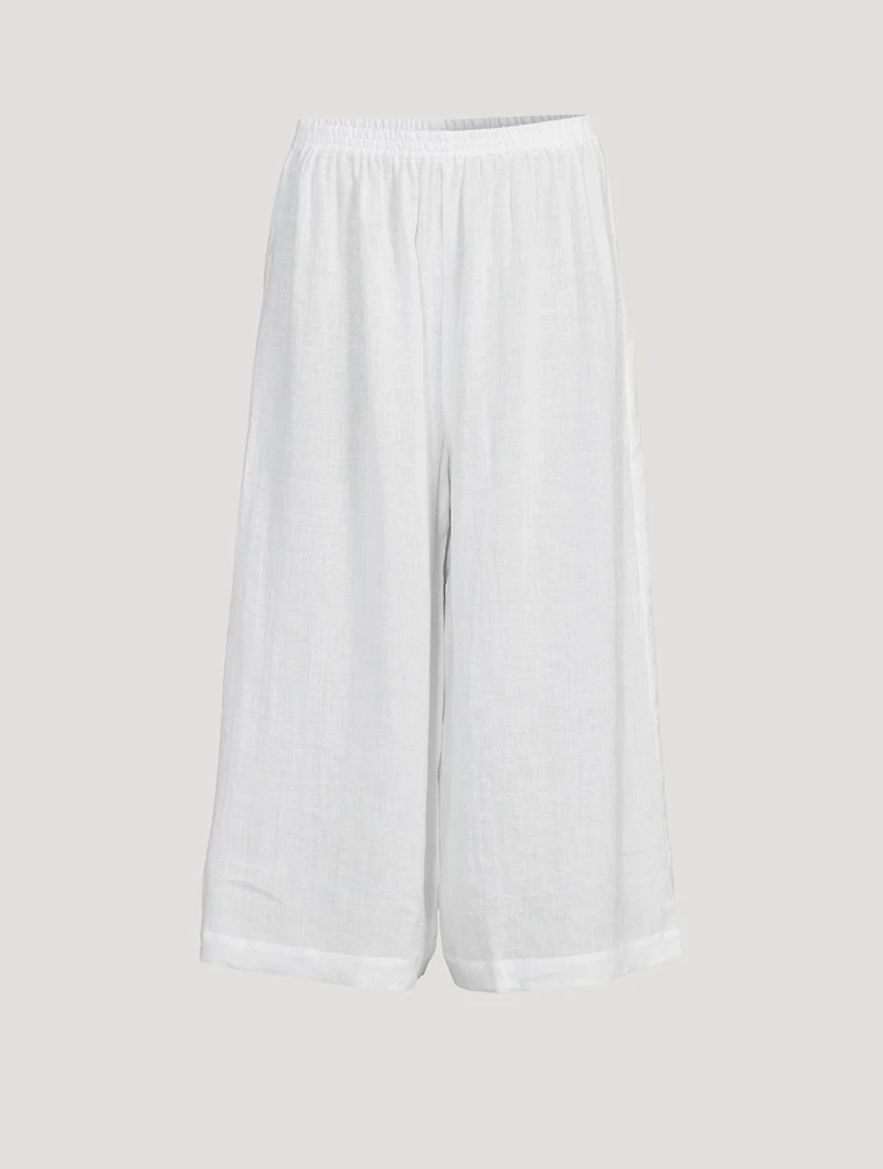 Linen Flared Cropped Pants