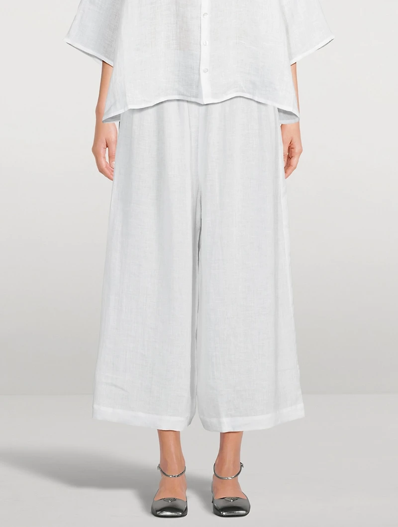 Linen Flared Cropped Pants