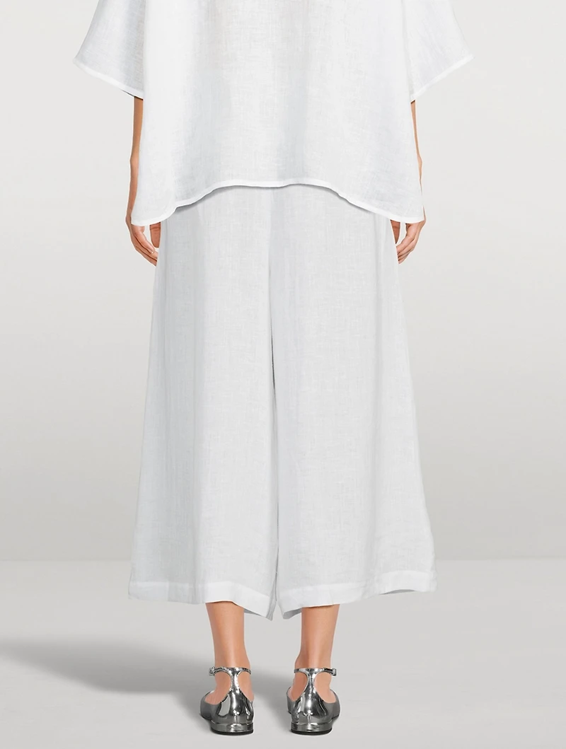Linen Flared Cropped Pants