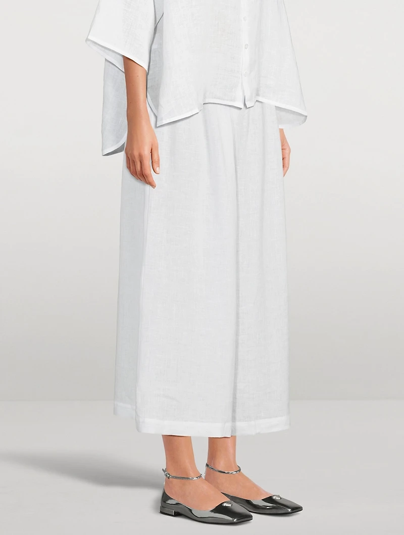 Linen Flared Cropped Pants