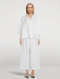 Linen Flared Cropped Pants