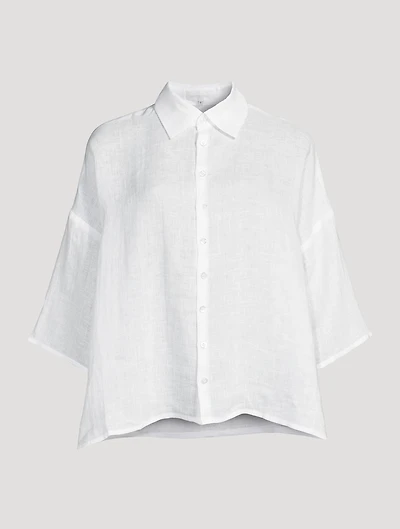 Linen Wide A-Line Short-Sleeve Shirt