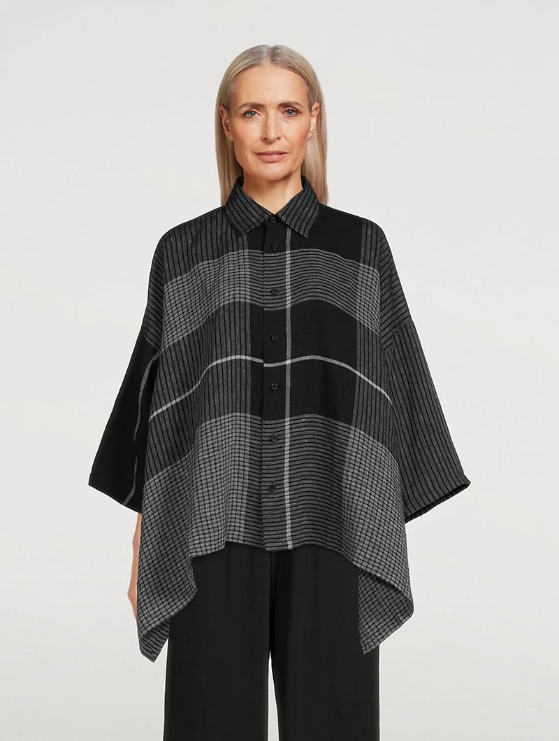 Linen Shirt Check Print