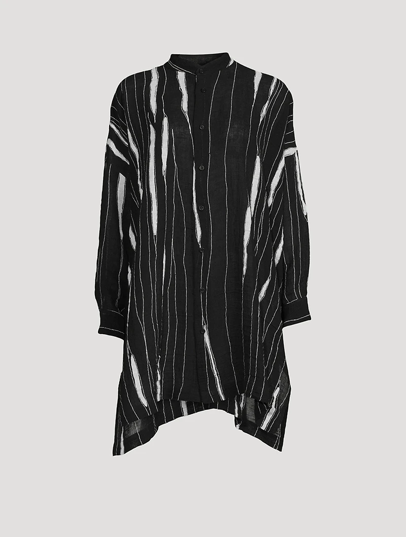 Collarless Linen Shirt