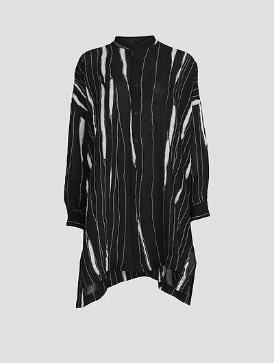 Collarless Linen Shirt
