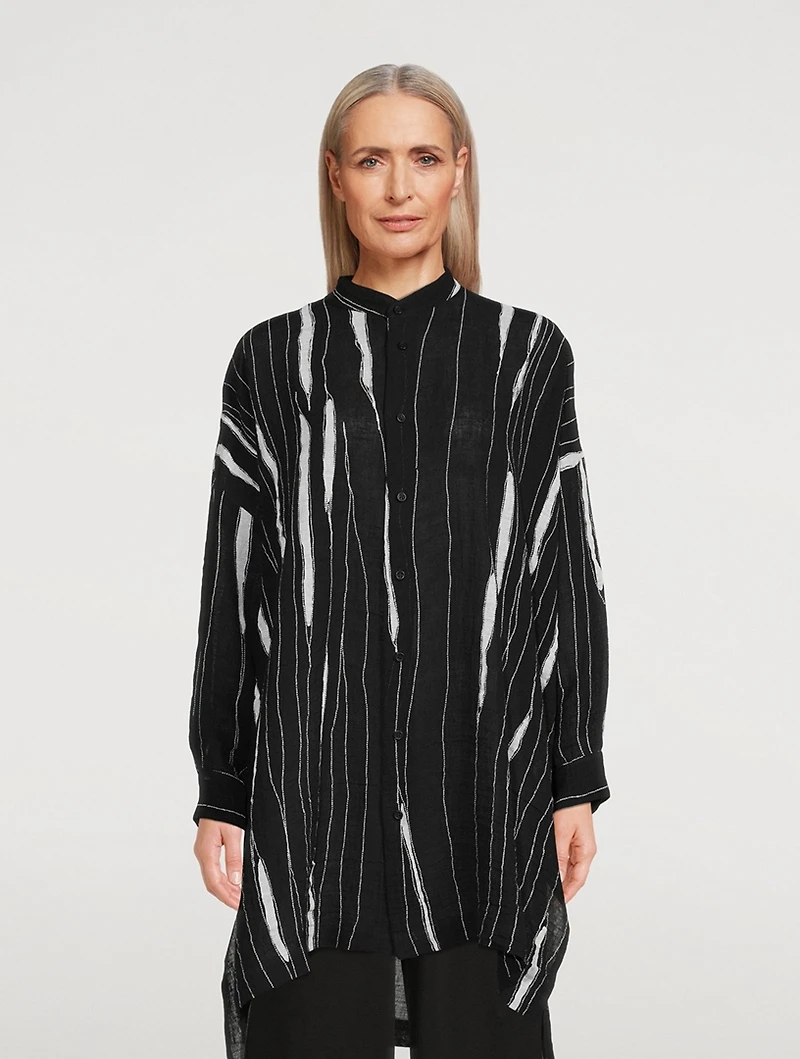 Collarless Linen Shirt