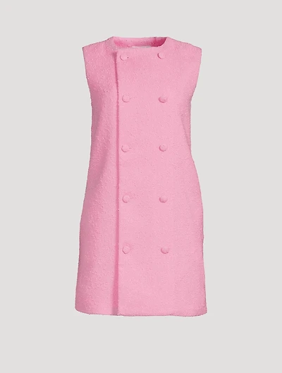 Double-Breasted Bouclé Shift Dress