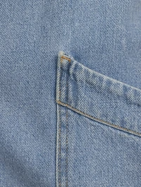 Collarless Denim Trench Coat