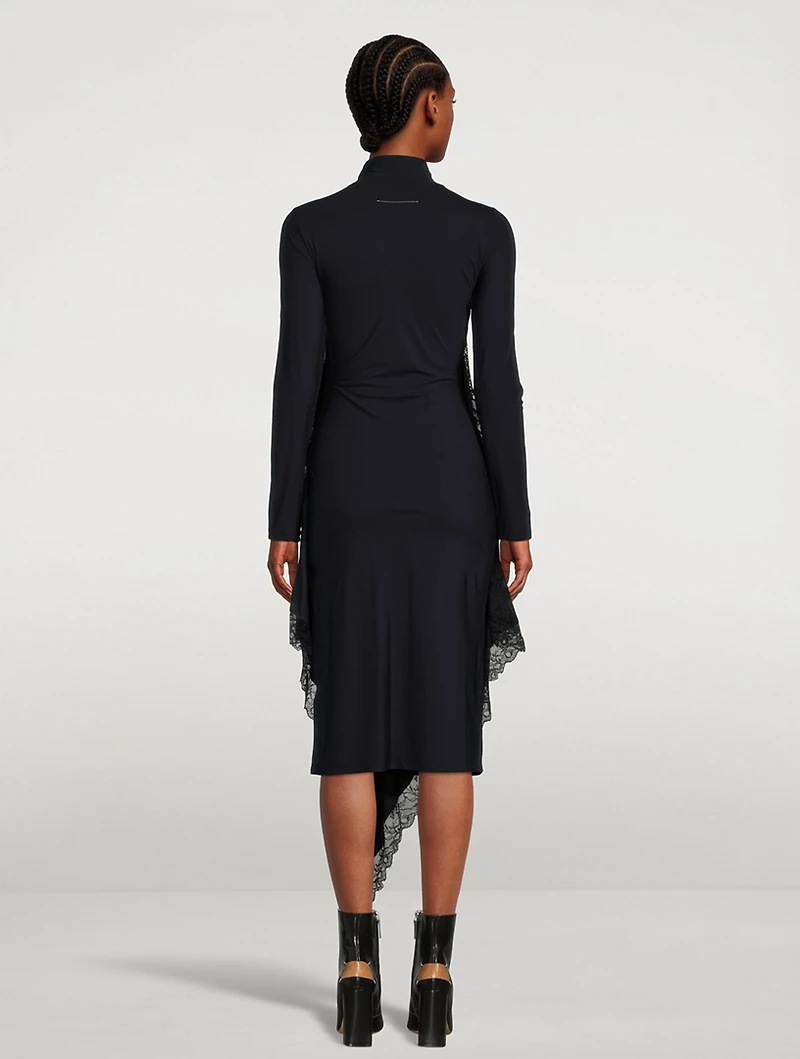 Long Spliced Turtleneck Dress