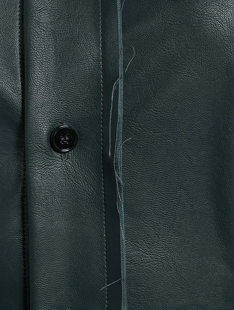 Faux Leather Shirt Dress