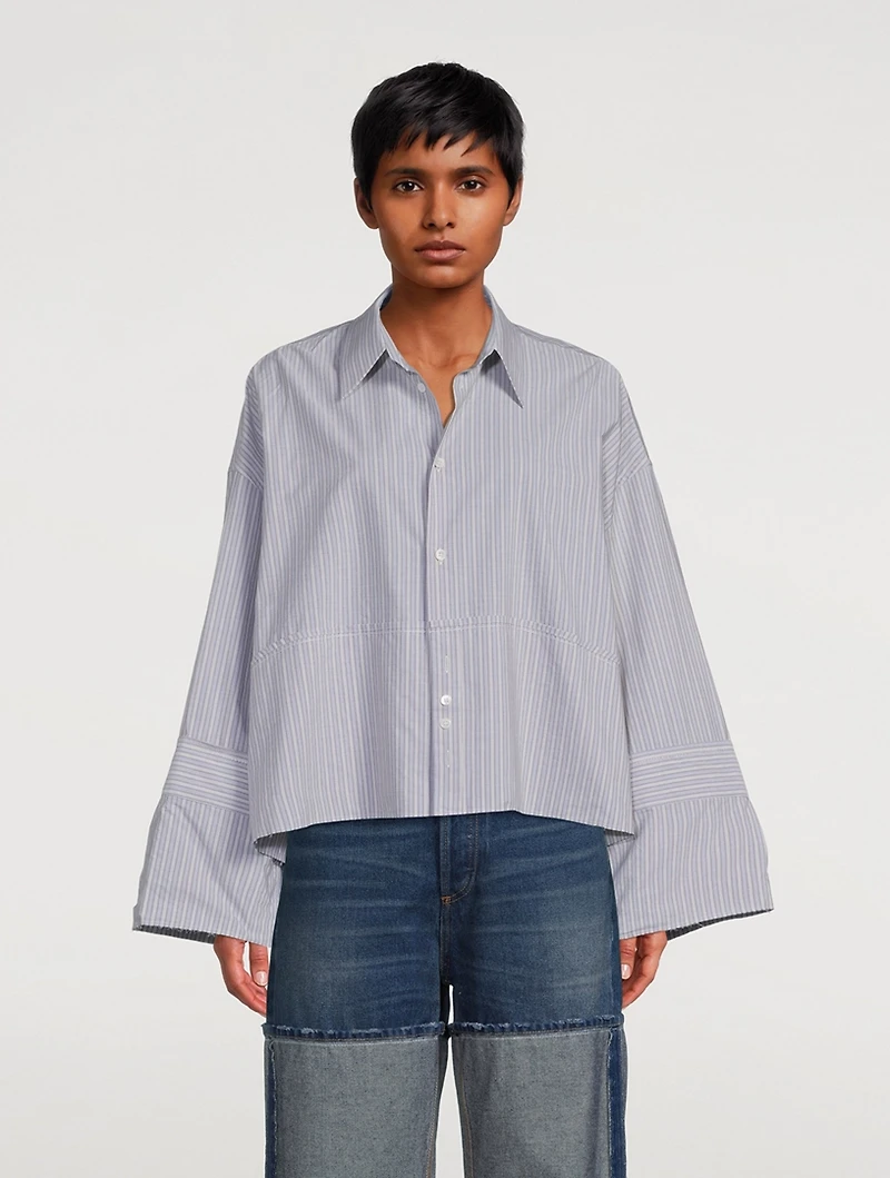 Cropped Shirt Striped Print