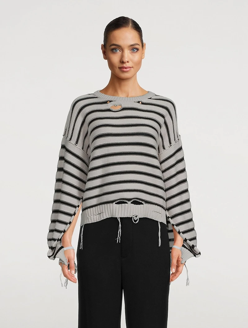 Striped Distressed Sweater