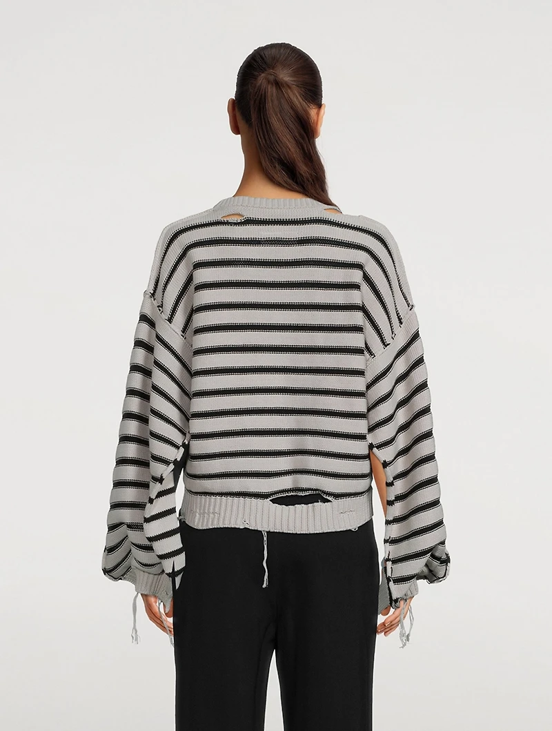 Striped Distressed Sweater