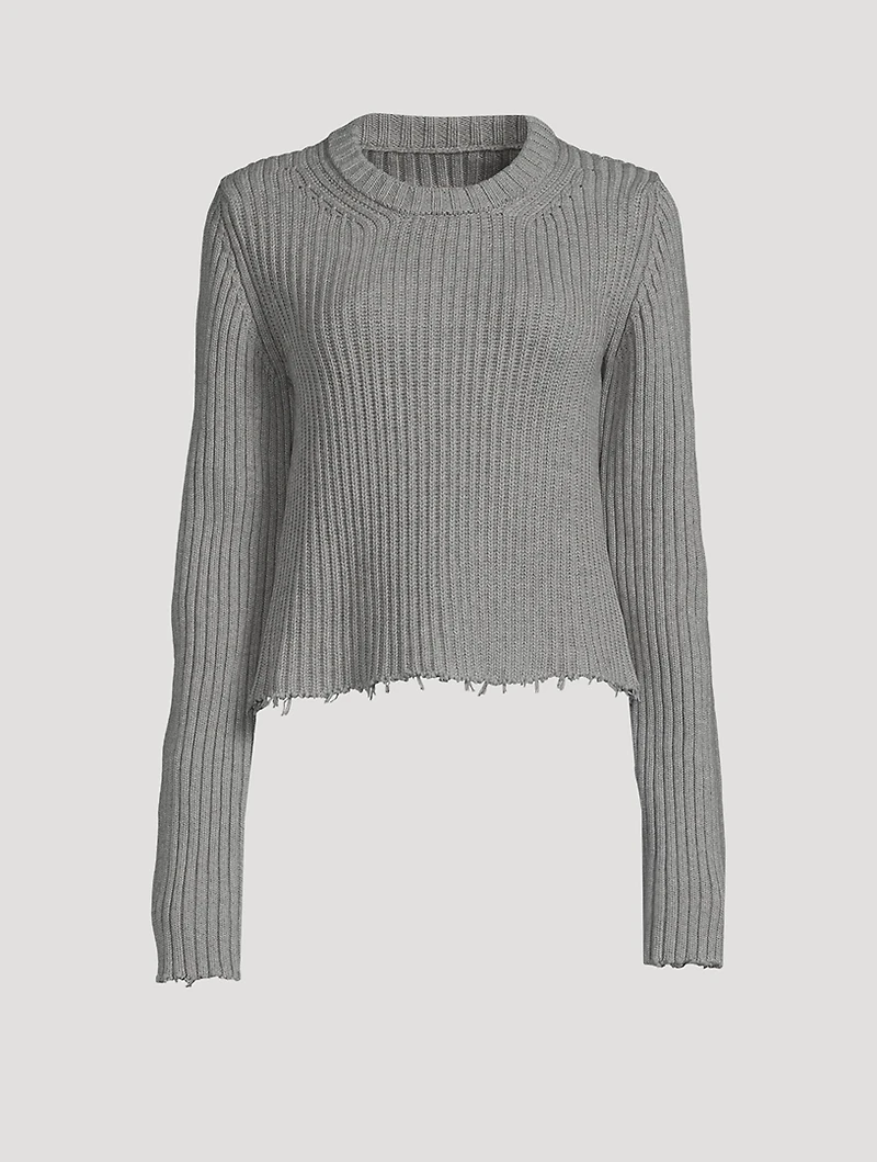 Distressed Crewneck Sweater