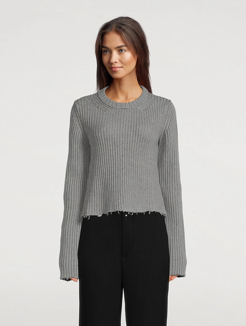Distressed Crewneck Sweater