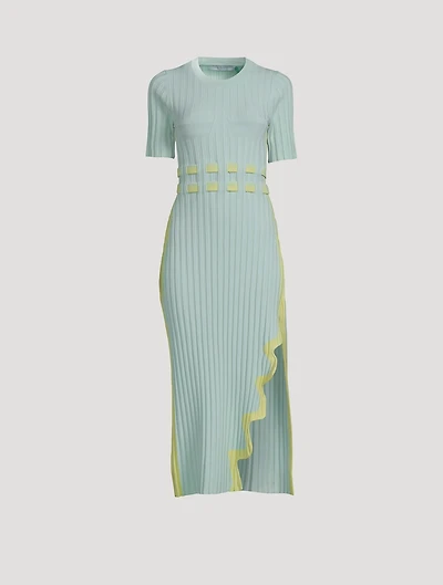 Jodie Pleated Long Dress With Wavy Side Slit