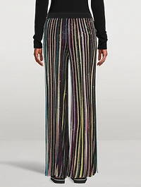 Sequin-Embellished Wide-Leg Knit Pants