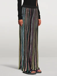 Sequin-Embellished Wide-Leg Knit Pants