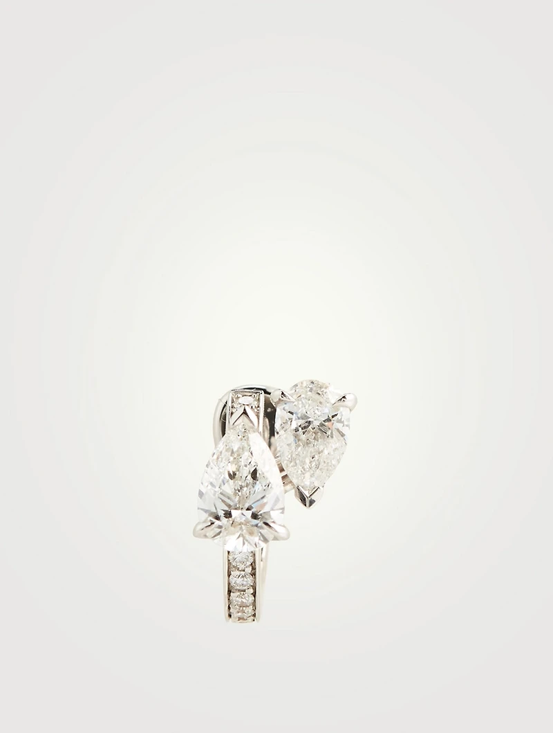 Serti Sur Vide 18K White Gold Hoop Earring With Diamonds