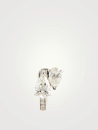 Serti Sur Vide 18K White Gold Hoop Earring With Diamonds