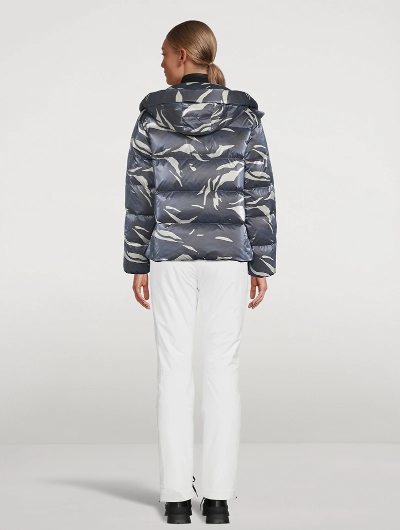 Evelia-D1 Foil Down Jacket Wave Print