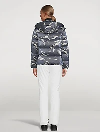 Evelia-D1 Foil Down Jacket Wave Print