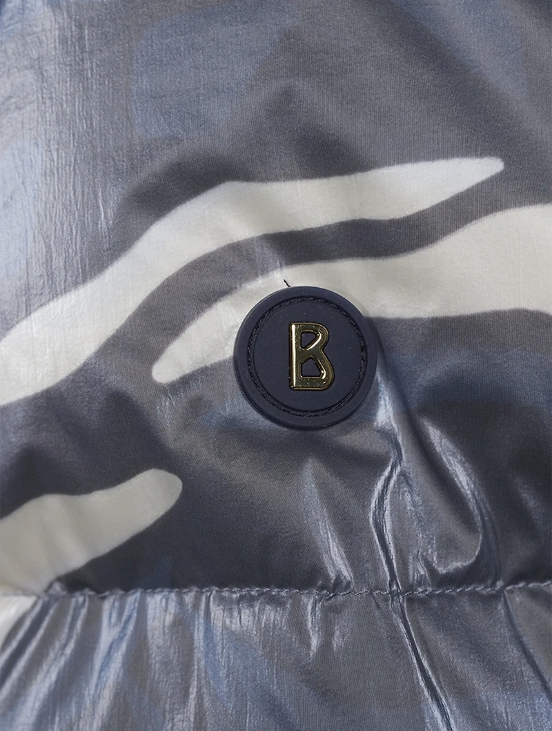 Evelia-D1 Foil Down Jacket Wave Print