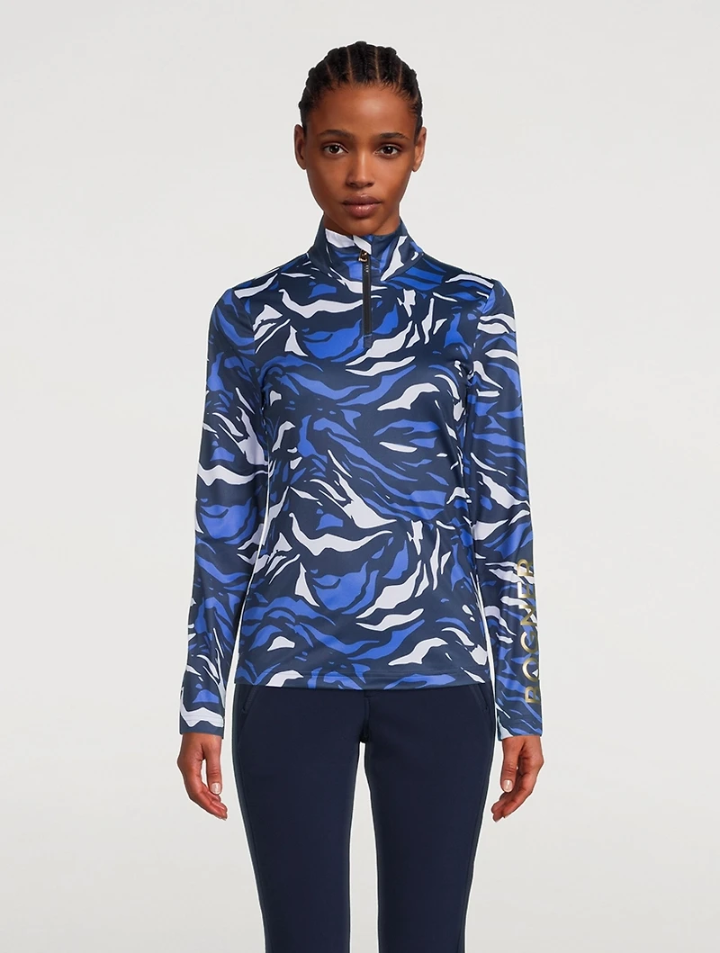 Beline1 Long-Sleeve Top Wave Print