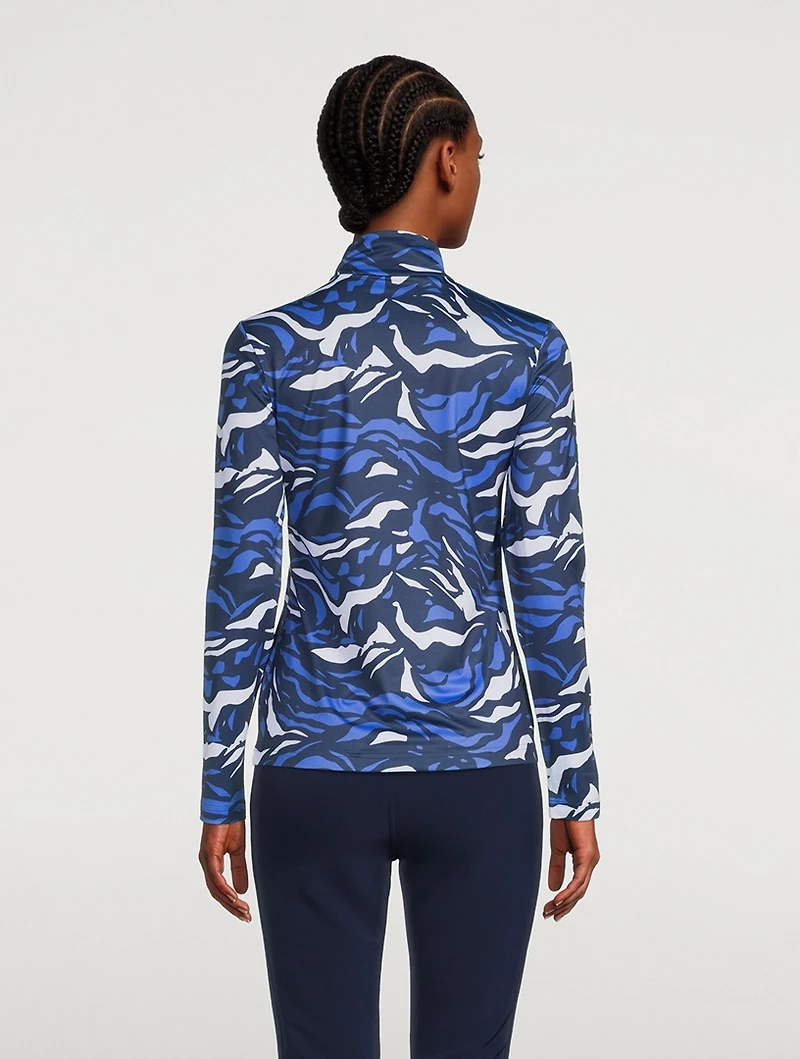 Beline1 Long-Sleeve Top Wave Print
