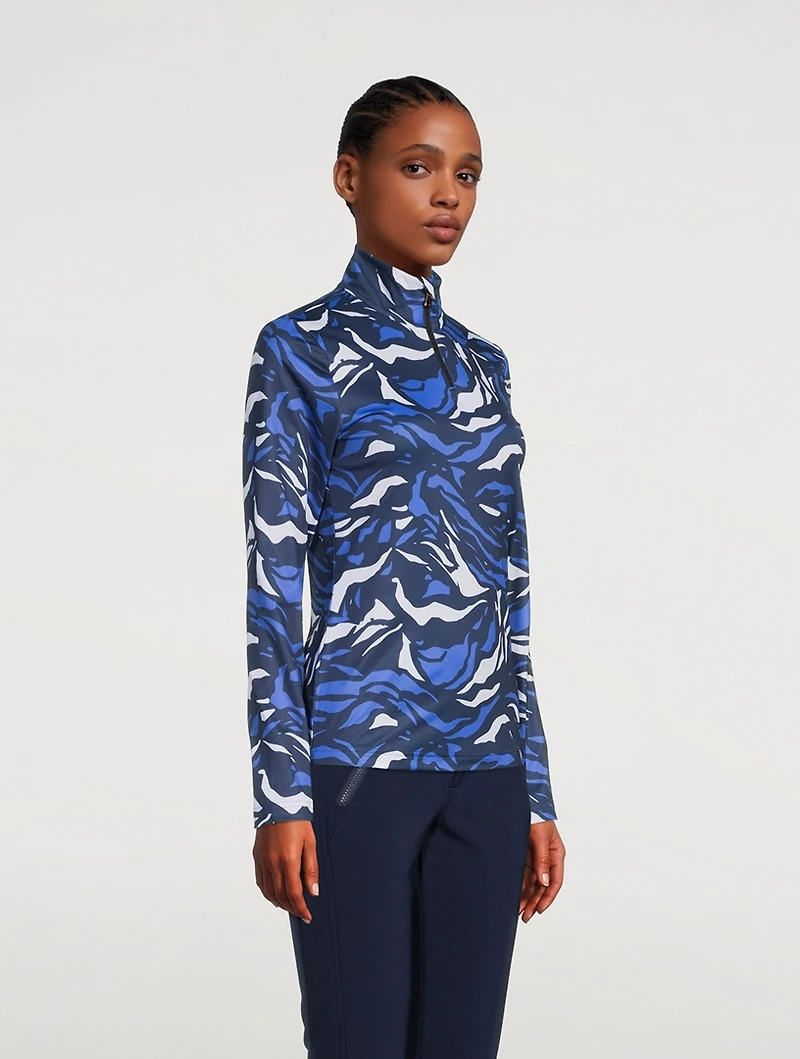 Beline1 Long-Sleeve Top Wave Print