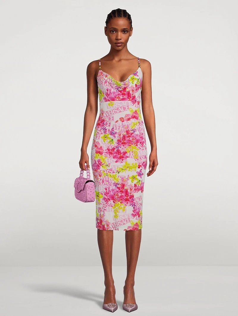 Midi Dress Logo Orchid Print