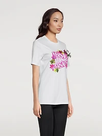 Embellished T-Shirt Logo Orchid Print