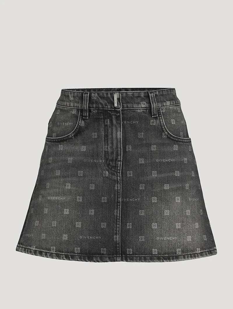 Denim Mini Skirt 4G Print