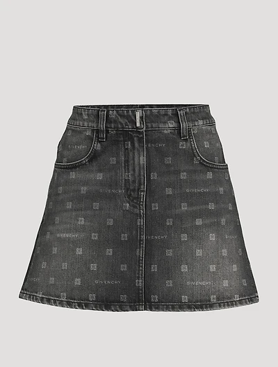 Denim Mini Skirt 4G Print
