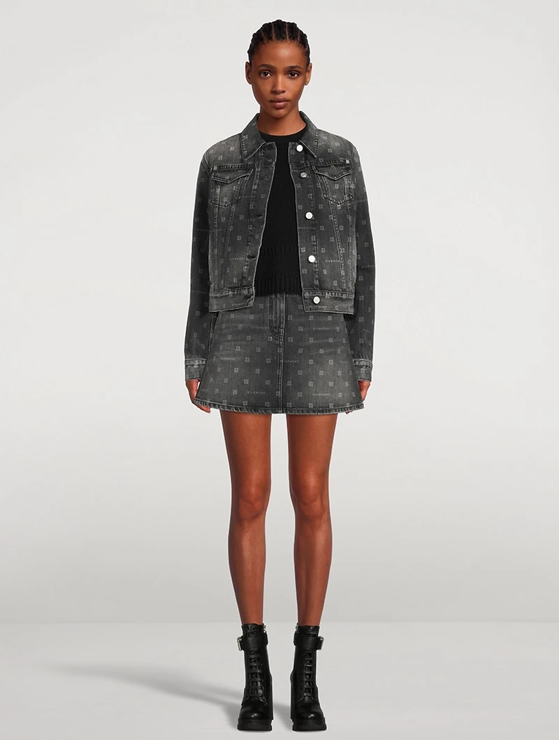Denim Mini Skirt 4G Print