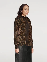 Tie-Neck Blouse Leopard Print
