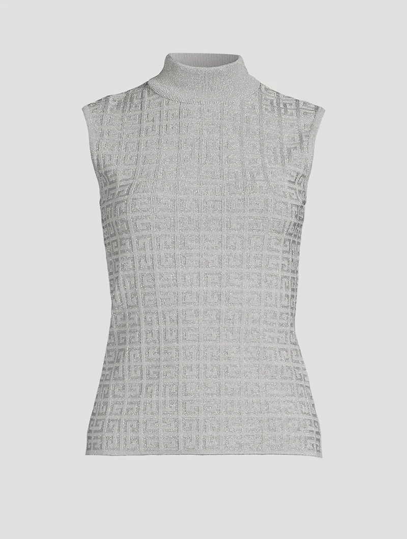 Metallic 4G Jacquard Mockneck Shell
