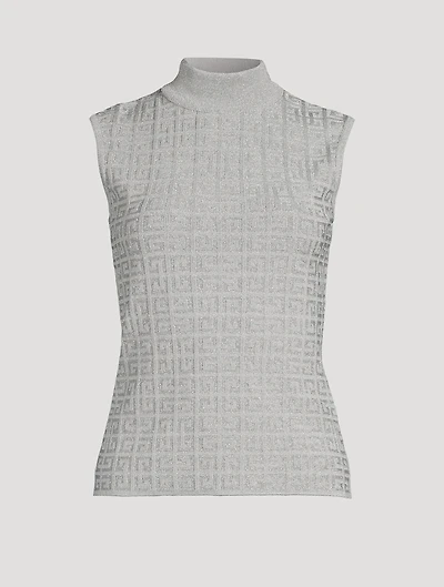 Metallic 4G Jacquard Mockneck Shell