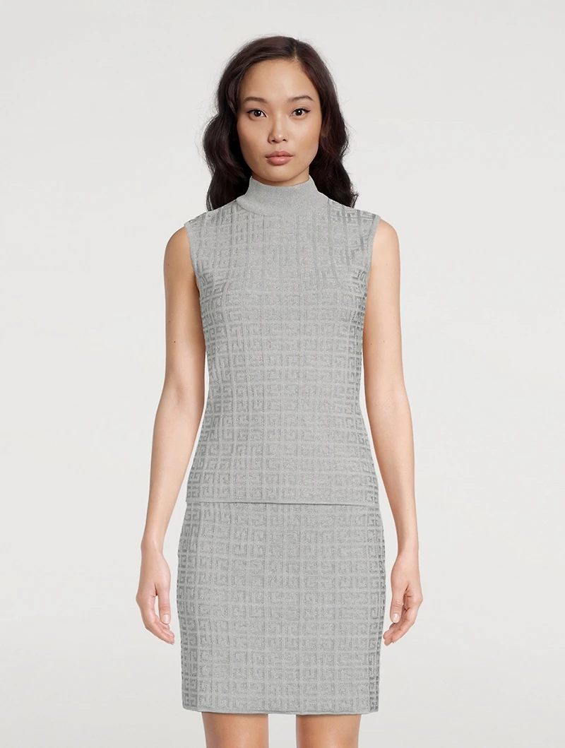 Metallic 4G Jacquard Mockneck Shell