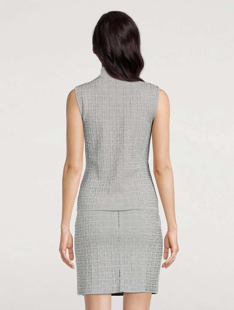Metallic 4G Jacquard Mockneck Shell