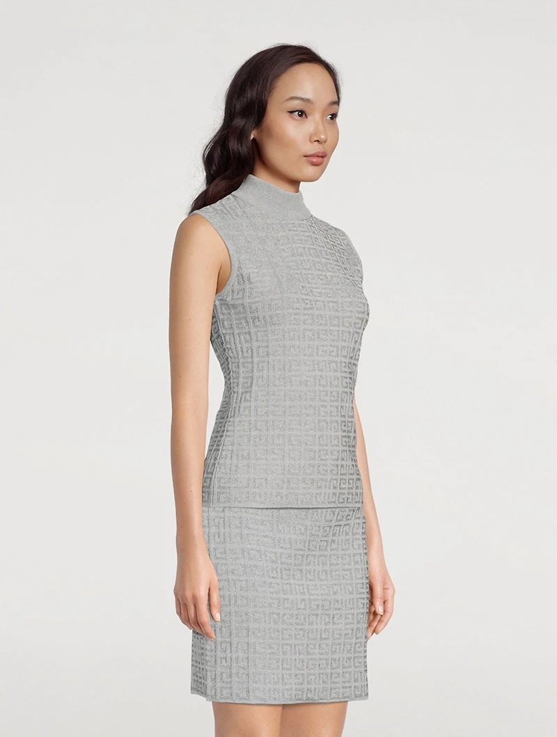 Metallic 4G Jacquard Mockneck Shell