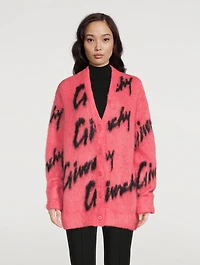 Brushed Knit Mohair-Blend Intarsia Cardigan