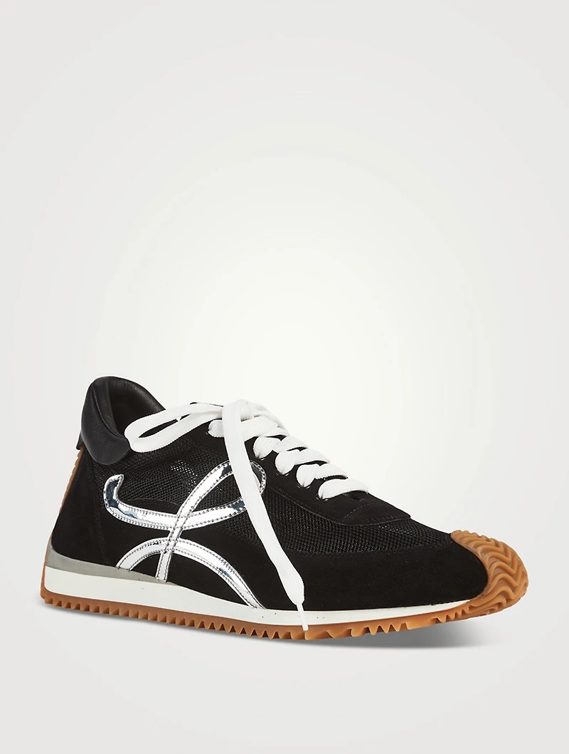 Technical Mesh And Suede Flow Runner Sneakers