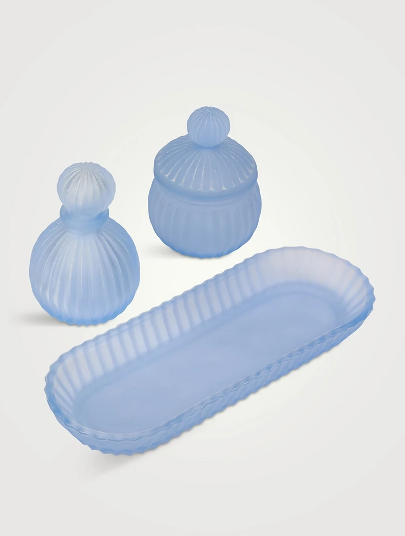 Three-Piece Frosted Glass Vanity Set