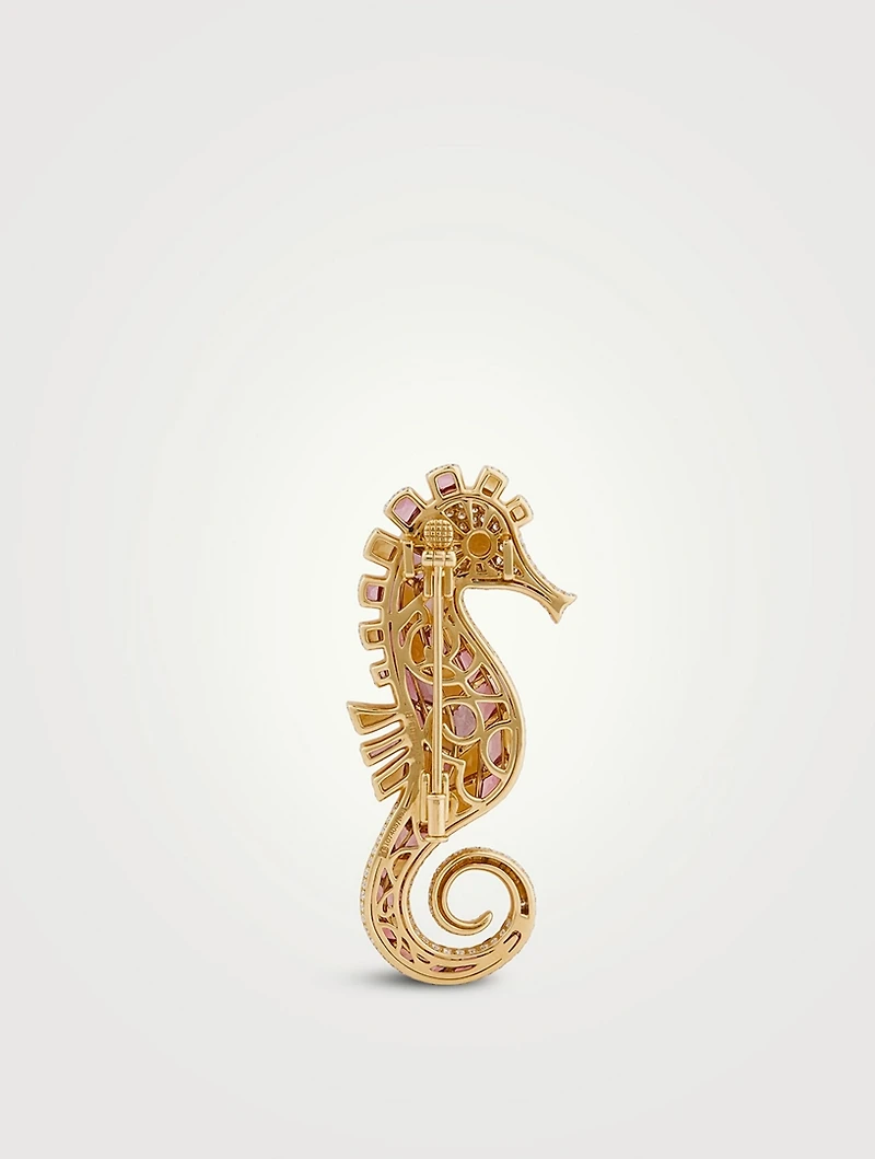 Virius 18K Gold Brooch With Gemstones