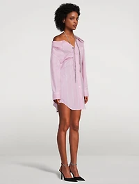 Embellished Off-The-Shoulder Poplin Shirt Dress