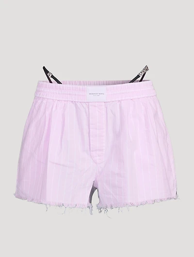 Frayed Boxer Shorts With Exposed Thong