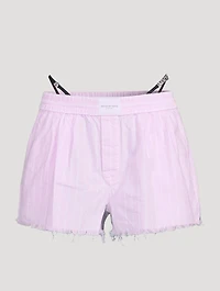 Frayed Boxer Shorts With Exposed Thong