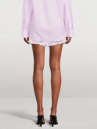 Frayed Boxer Shorts With Exposed Thong