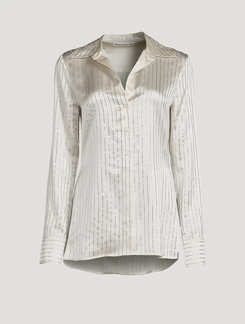 Crystal Pinstripe Silk Charmeuse Shirt